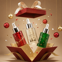 Coffret Cadeau de Noël – Flacon compte-gouttes en verre métallisé 30 ml et Pot de Sérum Rouge et Vert de Luxe pour lancement de marques privées et boutiques