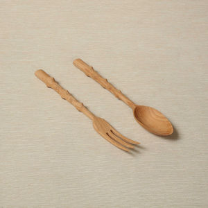 Ensemble de 2 cuillères et fourchettes en bois manguier dernier modèle de couverts design tendance pour la cuisine et l'hôtel - Product Image 3