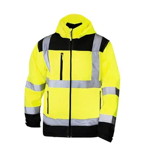プロの作業服ハイビズジャケットヘビーデューティー防風反射安全ジャケット、フリース付き暖かい冬のジャケット