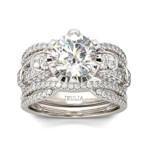 Anillo de Boda Jeulia Vintage de Plata de Ley Chapado en Rodio - Product Image 1