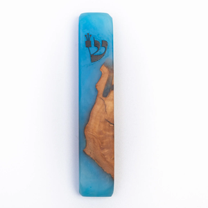 Handmade Mezuzah Case of Wood and Epoxy Resin Jewish Home Decor From Israel Religious Gift for Jewish Home Holiday Wedding - Product Image 6