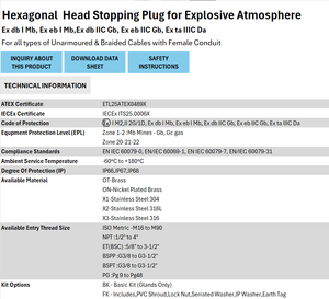ปลั๊กเสียบหัวหกเหลี่ยมแนวอุตสาหกรรมที่ขายดีที่สุดสำหรับการปิดผนึกสายเคเบิลเพื่อสิ่งแวดล้อมที่รุนแรง - Product Image 4