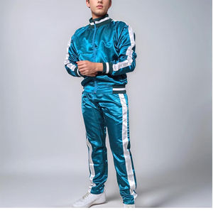 ชุดวอร์มผ้าไนลอนผ้าซาตินมีซิปและกางเกงสำหรับผู้ชายชุดใส่ลำลองสีบล็อกสีสำหรับฤดูหนาว - Product Image 4