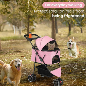 Poussette portable pour animaux de compagnie TH-PPS-607, conception à 3 roues, transport facile pour animaux de compagnie, maille respirante et frein sécurisé - Product Image 6