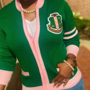 Jersey de gran tamaño ROPA DE MUJER Suéter con letras de hermandad griega Capítulo personalizado Sudadera con adorno de perlas - Product Image 5