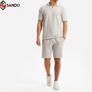 Conçu sur mesure à manches courtes hommes ensemble de vêtements de sport grande taille deux pièces coton respirant imprimé Shorts pour l'automne High Street - Product Image 5