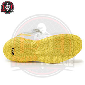 Chaussures de boxe personnalisées avec logo, couleur jaune et blanche, respirantes, légères, à cheville haute, fermeture à lacets, vêtements de combat pour adultes - Product Image 2