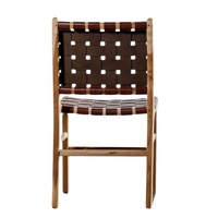 Silla de jardín de teca de Indonesia Silla de cuero moderna Juegos de jardín minimalistas Silla de restaurante para muebles de exterior