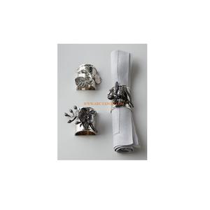 Ensemble de 3 anneaux de maintien de tissu métallique poli miroir martelé en acier inoxydable, décoration de table, porte-serviettes de mariage en Inde - Product Image 1