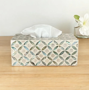 Haute qualité luxe blanc bleu nacre vadrouille bois boîte à mouchoirs couverture carré Rectangle Nacre porte-serviettes du Vietnam - Product Image 2