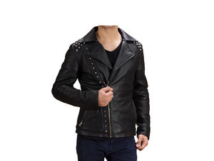Vente en Gros Veste en Cuir Original en Peau de Mouton pour Hommes de Meilleure Qualité Dernier Design Veste en Cuir Véritable Style Motard - Product Image 3