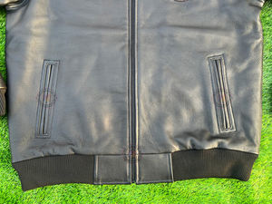 Chaquetas de cuero para hombre, personalizadas, al por mayor, de cuero vacuno genuino, cortavientos de invierno, estilo urbano, estilo universitario, con cremallera, tipo bomber. - Product Image 5