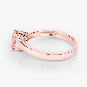 Anillo de Morganita Durazno Genuina con Baño de Oro sobre Plata de Ley, Corte Ovalado Vintage para Mujer, Regalo para Boda/Fiesta - Product Image 6