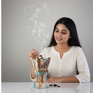 Brûleur bakhoor en résine et bois porte-encens parfait pour les rituels spirituels méditation relaxation et décoration de maison de luxe - Product Image 4
