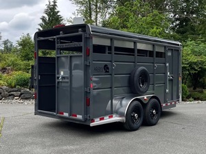 Remorque flottante neuve en acier avec parois latérales pour le transport de bétail, capacité de 6440 lb. Charge utile 17'x6'6 - Product Image 4