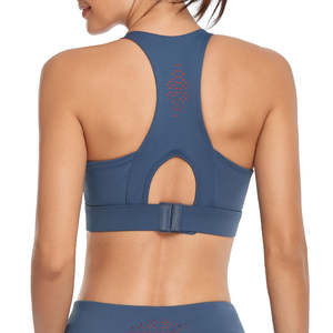 Sujetador deportivo transpirable de secado rápido para mujer, soporte medio, para Yoga y correr, encuadernación en contraste, colores personalizados, venta al por mayor - Product Image 4
