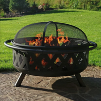 Équipement de chauffage de foyer en fer BBQ avec couverture en maille Grilles Poker pour Patio Brasero extérieur Cheminée de jardin Foyers à bois