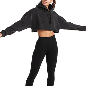 Sudaderas con capucha unisex personalizadas de algodón de peso pesado sólido recortadas ecológicas jersey de mujer con cuello con capucha y Parte delantera bordada - Product Image 2