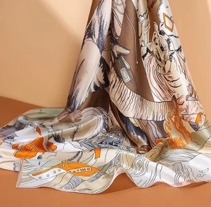 Vente en gros de haute qualité 100% foulards en soie naturelle dames printemps ethnique personnalisé imprimé Satin écharpe vente pas cher prix personnalisation - Product Image 1