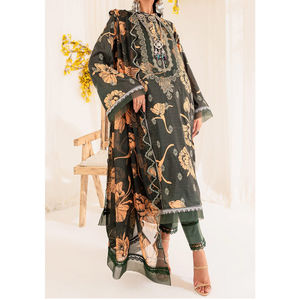 Prima de alta calidad bordado completo mujeres césped y algodón vestido conjuntos venta al por mayor fábrica algodón Shalwar Kameez conjunto OEM mantenido - Product Image 1