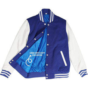 Veste coupe-vent universitaire en cuir en toile pour hommes avec logo personnalisé de haute qualité avec broderie sur le devant Streetwear - Product Image 3