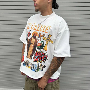 Camiseta de Manga Corta con Cuello Redondo, Estampado DTG, Algodón 280 g/m², Personalizada con Logotipo, Estilo Urbano, para Hombre, Talla Grande - Product Image 1
