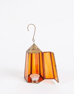 <b>Hanging</b> Metal Lanterns Home and Garden Decoration Orange <b>Glass</b> <b>Frame</b> Wholesale Lanterns Candle Jars Holder for Christmas Supply - Product Image 2