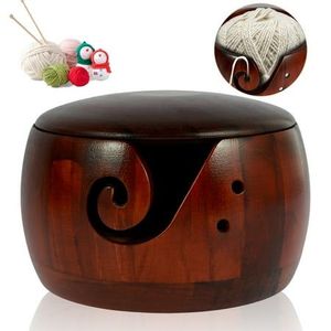 Tazón de Madera Natural Simple y Portátil para Tejer y Hacer Ganchillo |   Soporte para Hilos Hecho a Mano con Base Ancha para un Control Estable del Hilo - Product Image 1