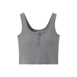 Nueva venta al por mayor en blanco mujeres Tank Tops algodón poliéster chaleco sin costuras Slim Rib camiseta femenina transpirable sin mangas chaleco camiseta - Product Image 1