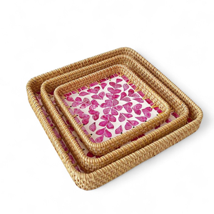 Bandeja Artesanal Bohemia de Nácar con Diseño Flexible de Ratán, Origen Vietnam, para Servir en Restaurantes y Uso Doméstico - Product Image 2