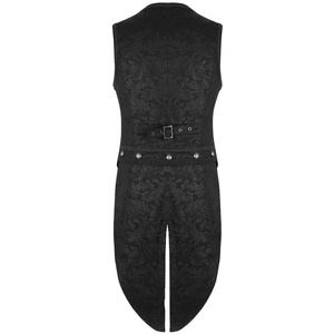Men's Black Faux Leather Gothic Embossed Tailcoat Vest <b>Medieval</b> & Renaissance Style Devil Costume Adult TV Movie Costumes - Product Image 6