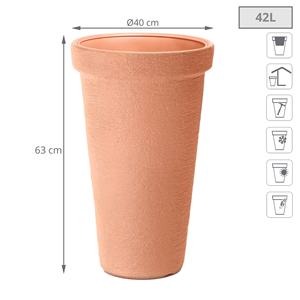 Fioriera CLASSIC TOWER 42L, SENZA serbatoio, dimensioni (mm) 400x400x630, Colore mattone - Product Image 3