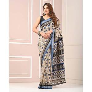 Sari Chanderi Estampado para Mujer con Blusa, Conjunto Elegante - Product Image 2
