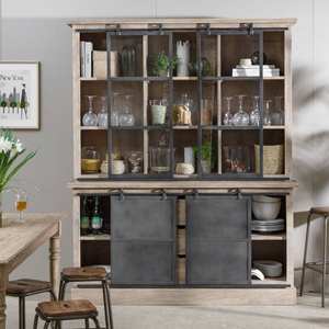 Buffet Helsinki en bois de manguier brossé et métal gris - Product Image 2