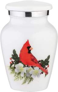 Petites urnes souvenir d'oiseau cardinal | pour les cendres humaines | Fabriquées à la main | Mini urne ensemble de 4 avec boîte de qualité supérieure et entonnoir - Product Image 6