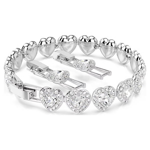 Pulsera de Lujo con Corazones para Mujer, Oro Blanco de 14K, Diamantes y Cristales, Joyería de Boda, Regalo - Product Image 1