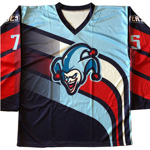 Jersey de hockey sobre hielo de cuello en V hecho a medida de alta calidad al por mayor Gran oferta Sarga de aparejos sublimada profesional con logotipo personalizado - Product Image 1