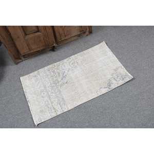 พรมวินเทจ, พรมตุรกีขนาด 1.6x2.9 ฟุต, พรมขนสัตว์สีขาวไล่เฉด - Product Image 2