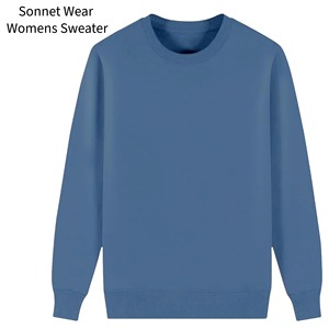 Pull décontracté pour femme 100 % coton à col rond, coupe ample, manches longues, motif uni - Product Image 5