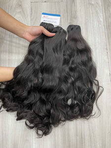 Cabello natural ondulado con trama, color natural, listo para enviar, proveedor de cabello virgen, paquete de cabello virgen, trama de doble capa - Product Image 5