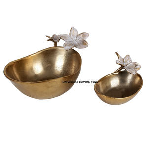 Juego de dos cuencos dulces de lujo al por mayor con acabado dorado, nuevo cuenco de chocolate de Metal elegante de diseñador más vendido - Product Image 1