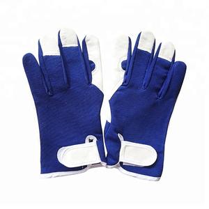 Blue Stretch Fabric Sheep/Goat Grain <b>Leather</b> Palm Work Driver <b>Gardening</b> <b>Gloves</b> Anti-Chemical Anti-Static Silicone-free - Product Image 5