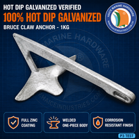 ANCRE BRUCE GALVANISÉE À CHAUD 1kg Ancres à griffes marines Ancrage Navire Kayak Dinghy Yacht Bateau Matériel Accessoires