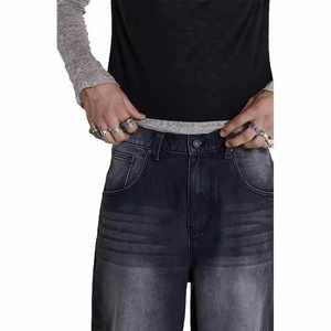 Jeans pour homme, coupe décontractée, ample, taille mi-haute, jambe droite, devant plat, respirant, séchage rapide, 100% coton, léger, lavage clair - Product Image 3