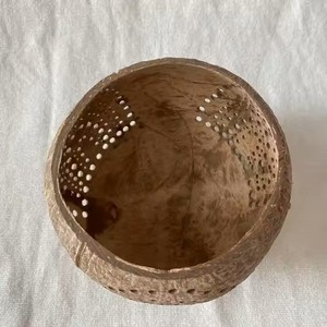 Wholesale cheap price natural coconut bowl tea light <b>lantern</b> coconut shell for Mid-Autumn festival made in Vietnam - Product Image 5