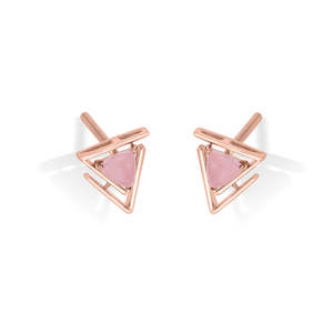 Tri Flair Gold <b>Hoop</b> Stud Earrings for Women-Trendy Geometric Diamond Accent Party Jewelry - Product Image 4