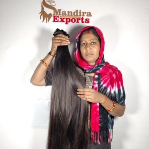 Vente en gros 100% naturel vierge Remy lisse soyeux faisceaux Double trame Machine indienne Extensions de cheveux humains vague profonde lâche - Product Image 2