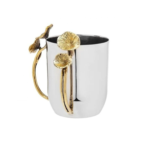 แก้วซักสแตนเลสทำด้วยมือขัดเงาพร้อมที่จับแก้วเหล็กดีไซน์แบบตอก - Product Image 2