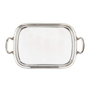 Luxury Rectangular Stainless Steel Serving <b>Tray</b> with Handles <b>Mirror</b> Finish Metal Tea <b>Tray</b> for Hotel & Restaurant <b>Silver</b> Plated - Product Image 1