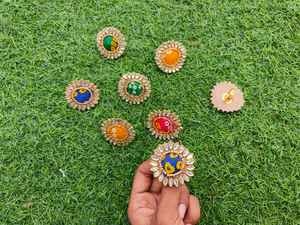 แหวนโพลีกีหินไข่มุกปรับได้เครื่องประดับผ้าปากีสถานอินเดียเครื่องประดับสำหรับงานแต่งงานบอลลีวูดสำหรับผู้หญิง - Product Image 3